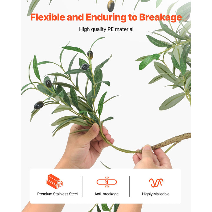 Buy farmhouse furniture 5FT Artificial Olive Tree with Black Pot, Tall Fake Tree with Natural Wood Trunk &amp; Realistic Green Leaves and Fruits, Indoor Faux Plant for Home, Office, Living Room, Corner Decor - Modern Cottage Farmhouse Furniture