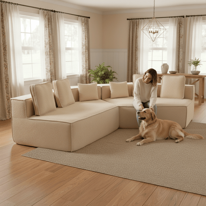 Buy farmhouse furniture The Haven • Extra Large Extra Wide Modular Modern Farmhouse Compressed Sofa - Modern Cottage Farmhouse Furniture