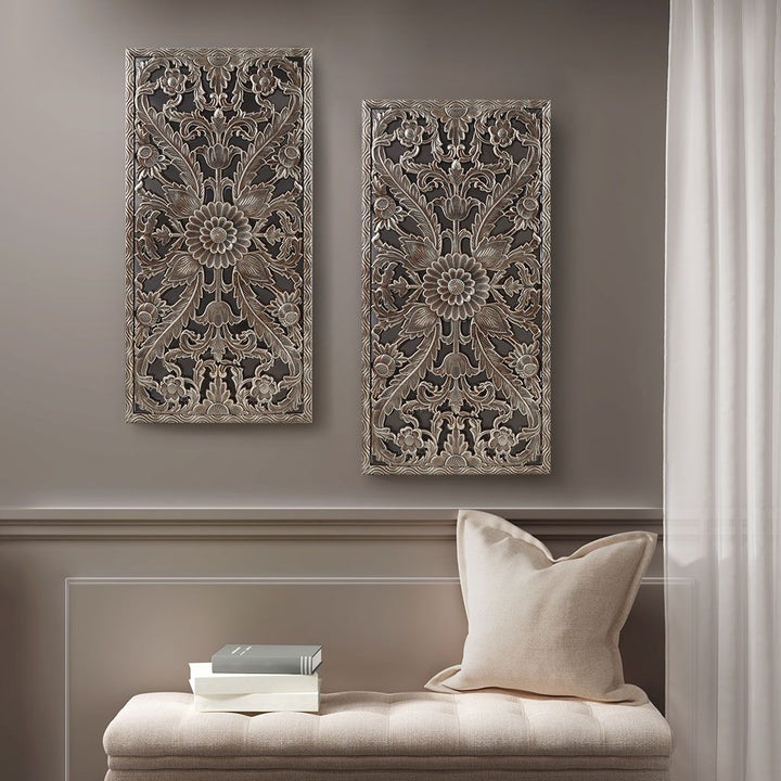 Buy farmhouse furniture Distressed Carved Wood 2-piece Wall Decor Set - Modern Cottage Farmhouse Furniture