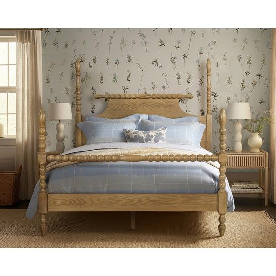 Buy farmhouse furniture The Lily Arce | Tradition Real Wood Farmhouse Queen Bed Frame - Modern Cottage Farmhouse Furniture