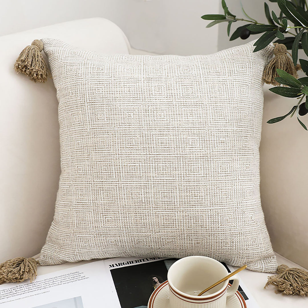 Buy farmhouse furniture Beige & Cream Rib Knit Cottage Farmhouse Textured Cotton Pillow Case - Modern Cottage Farmhouse Furniture