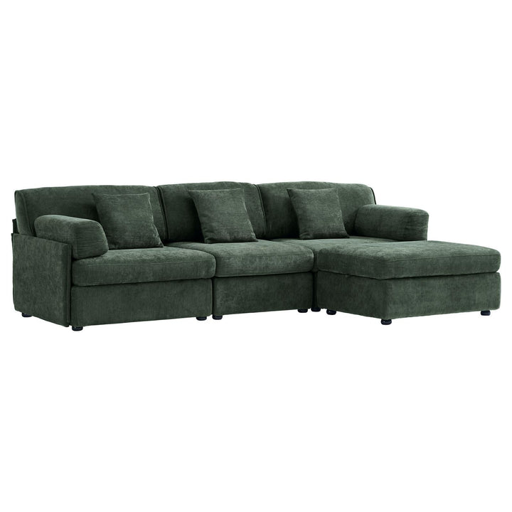 Buy farmhouse furniture Olea Farm | Oversized Green L-Shape 4 Seater Modular Farmhouse Sofa Couch - Modern Cottage Farmhouse Furniture