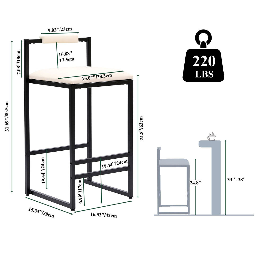 Buy farmhouse furniture Set of 2 Barstools Faux Leather Upholstered Bar Stools - Modern Cottage Farmhouse Furniture