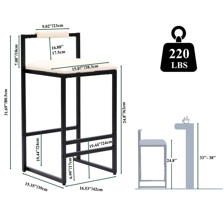 Buy farmhouse furniture Set of 2 Barstools Faux Leather Upholstered Bar Stools - Modern Cottage Farmhouse Furniture