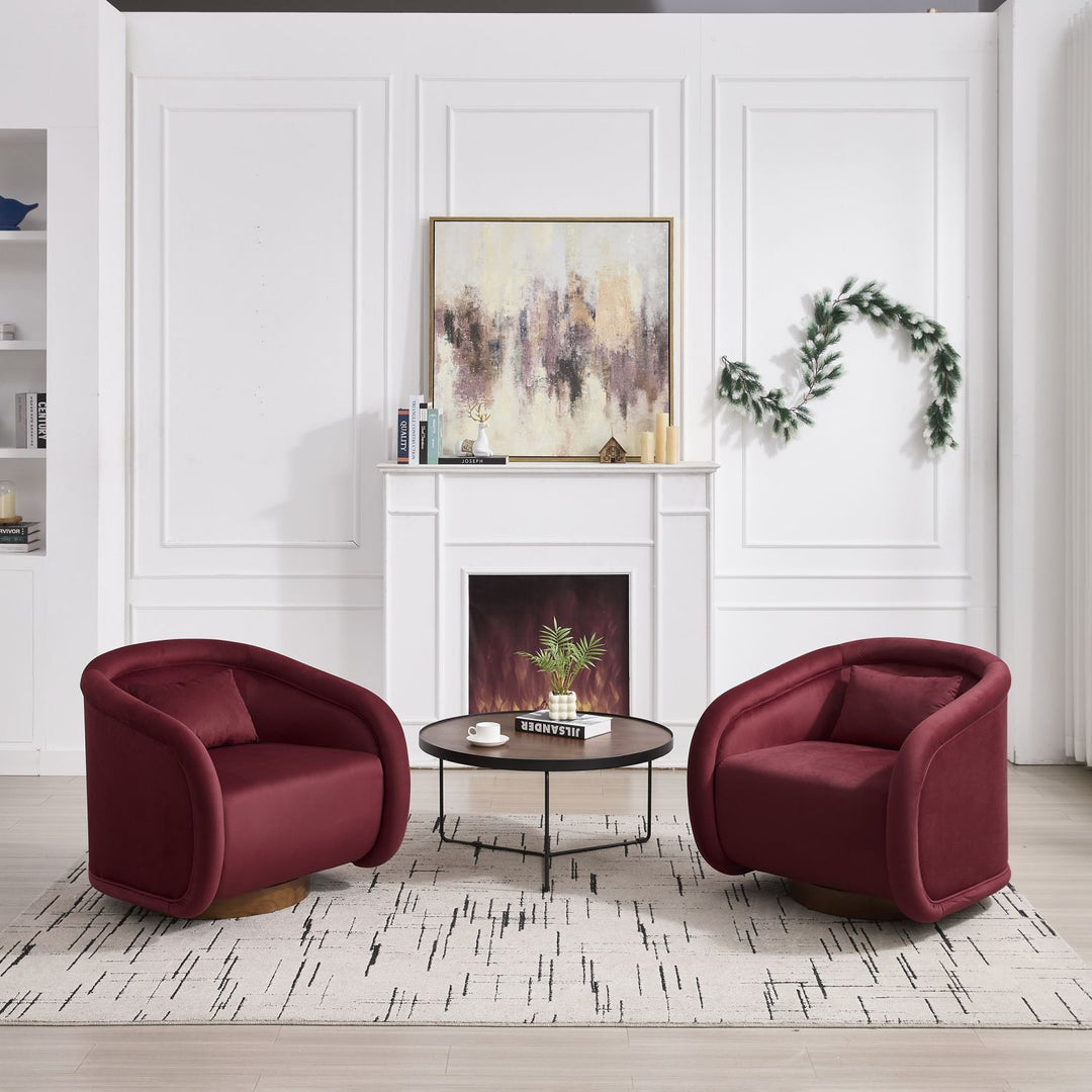 Buy farmhouse furniture Velvet Hearth | Velvet Red Contemporary Accent Chair - Modern Cottage Farmhouse Furniture