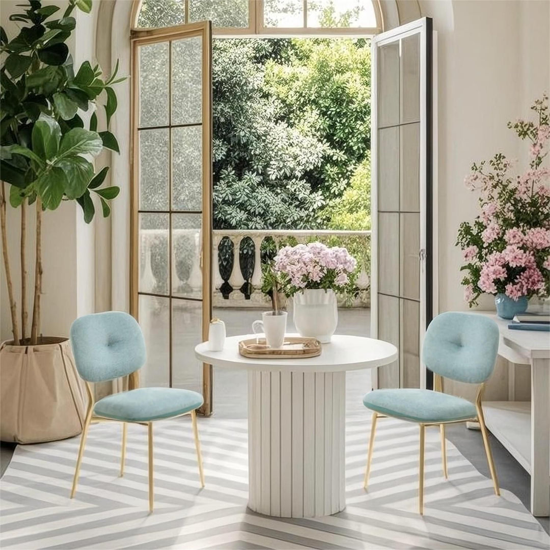 Buy farmhouse furniture Beige & Green Upholstered Modern Dining Chairs Set of 2 - Modern Cottage Farmhouse Furniture