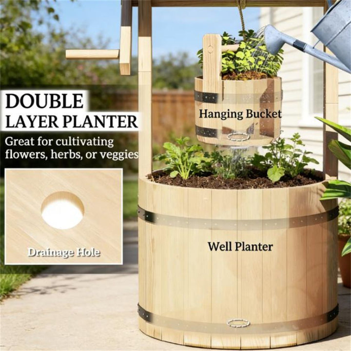 Buy farmhouse furniture Wooden Farmhouse Water Well Outdoor Decor - Modern Cottage Farmhouse Furniture