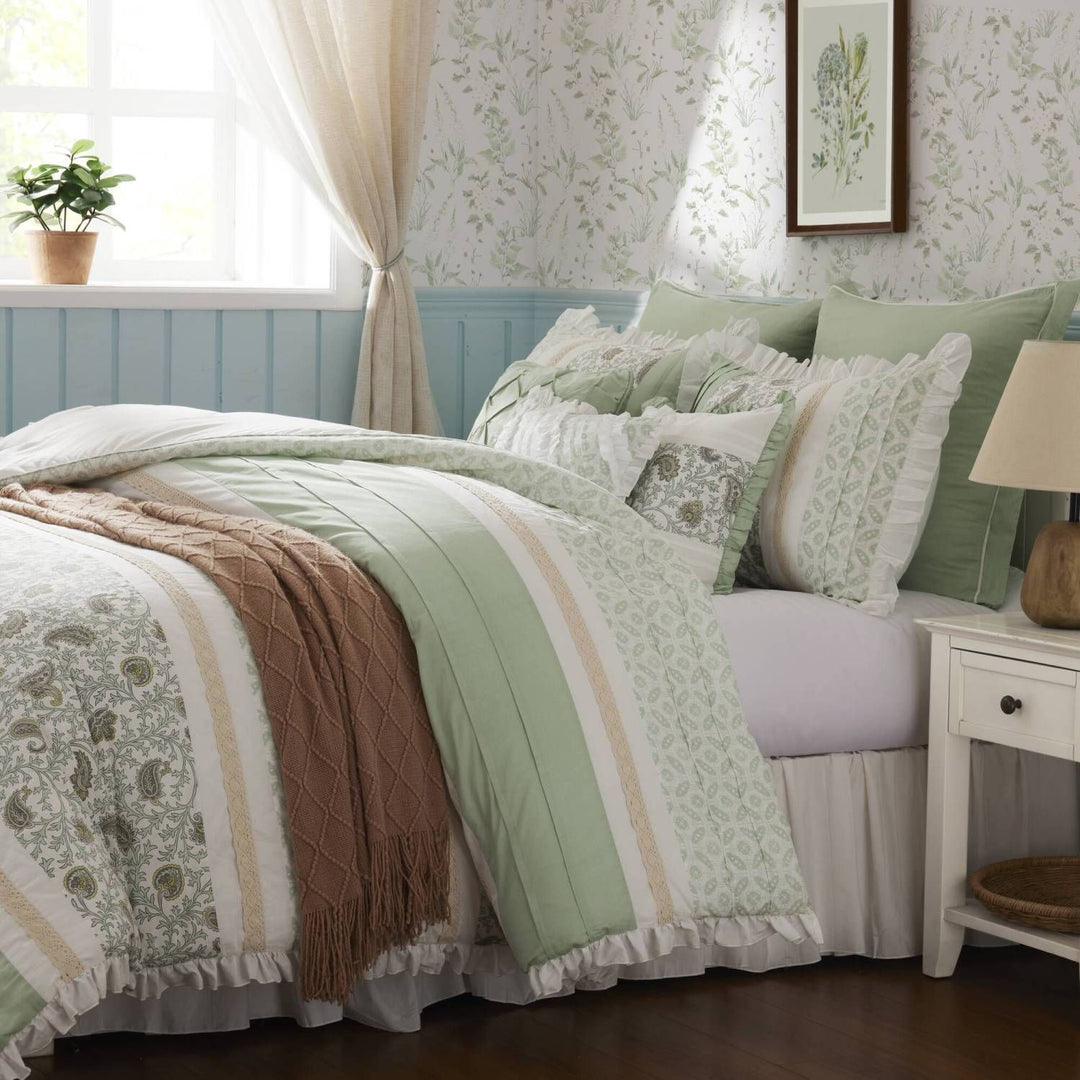 Buy farmhouse furniture 9 Piece Cotton Percale Comforter Set King - Modern Cottage Farmhouse Furniture
