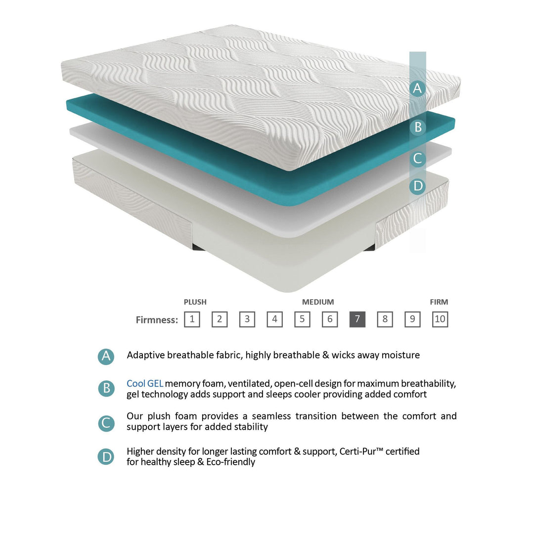Buy farmhouse furniture Gel-Infused Memory Foam Mattress | 10" California King, Firm - Modern Cottage Farmhouse Furniture