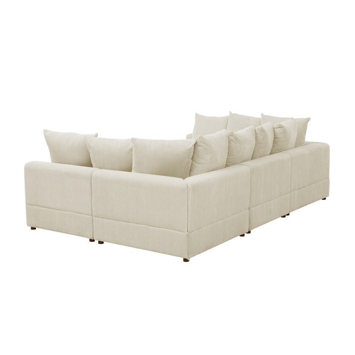 Buy farmhouse furniture The Emma | 6 Piece Farmhouse Off White Modular Corduroy Sectional Sofa Couch - Modern Cottage Farmhouse Furniture