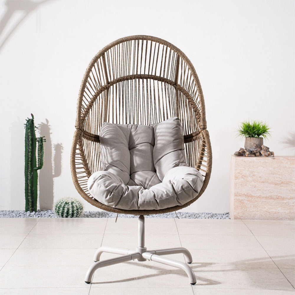 Buy farmhouse furniture Ecru Homestead | Brown Farmhouse Wicker Egg Rocking Contemporary Accent Chair - Modern Cottage Farmhouse Furniture
