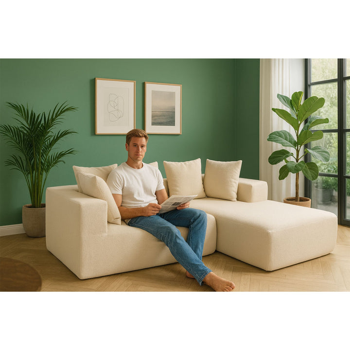 Buy farmhouse furniture Sole Terra | Simple Bouclé Minimalist Apartment Farmhouse Sofa Couch - Modern Cottage Farmhouse Furniture