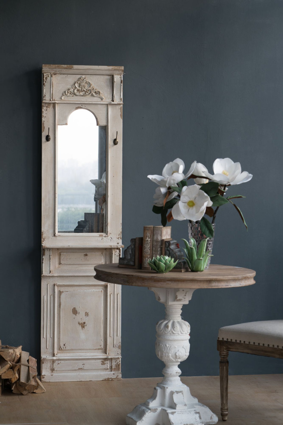 Buy farmhouse furniture Elegant Vintage White Wall Mirror - 20" x 76" French Farmhouse Style Home Decor - Modern Cottage Farmhouse Furniture