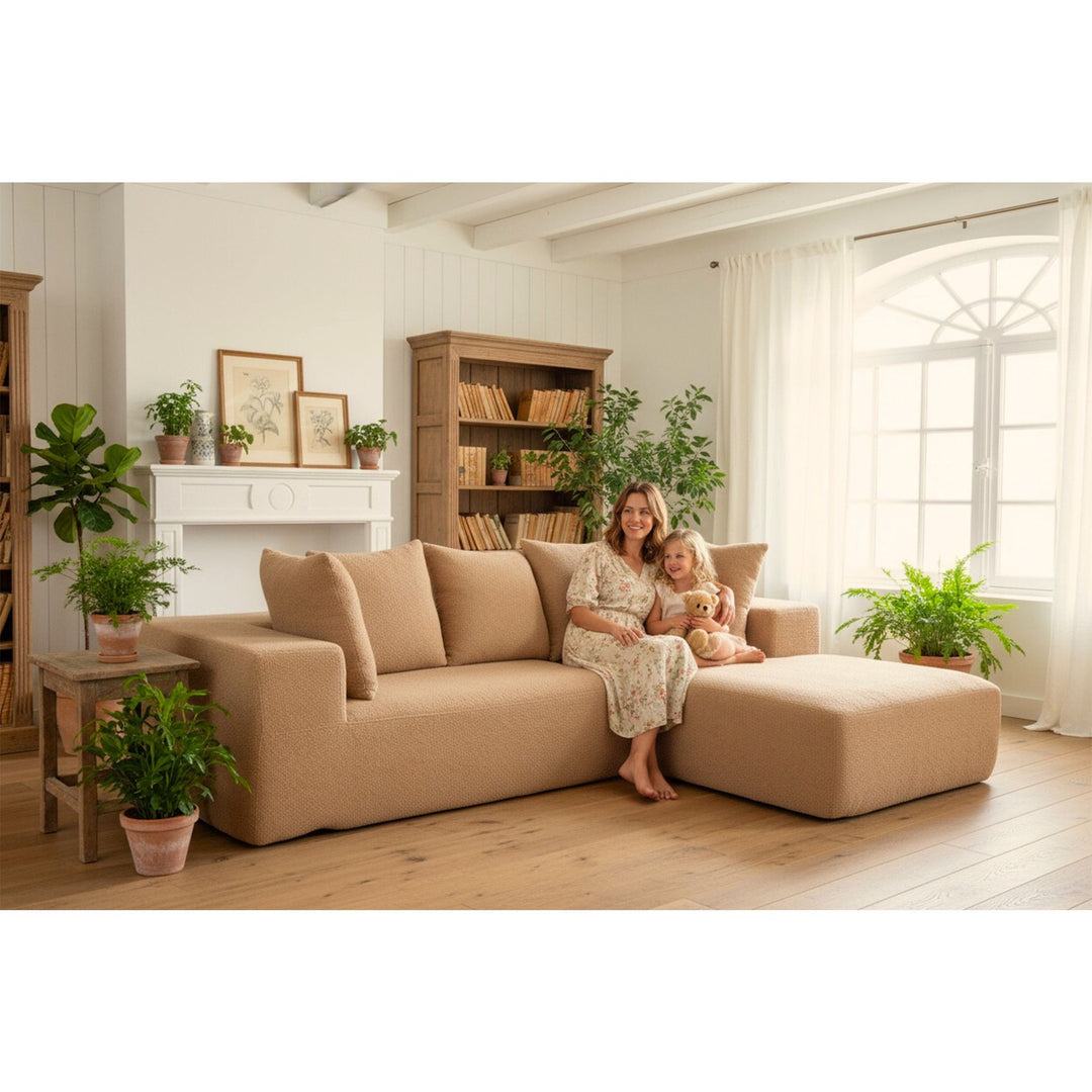 Buy farmhouse furniture Sole Terra | Simple Bouclé Minimalist Apartment Farmhouse Sofa Couch - Modern Cottage Farmhouse Furniture