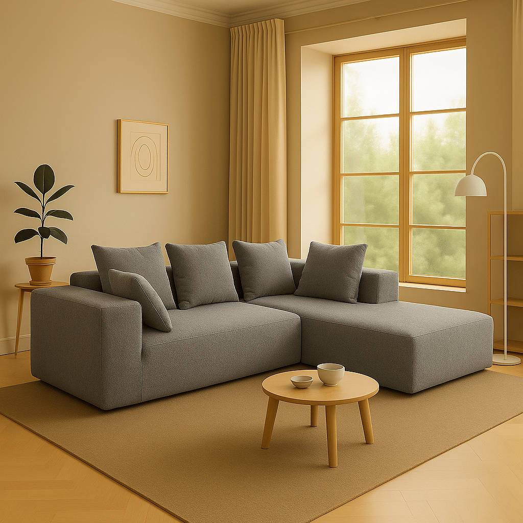 Buy farmhouse furniture Sole Terra | Simple Bouclé Minimalist Apartment Farmhouse Sofa Couch - Modern Cottage Farmhouse Furniture