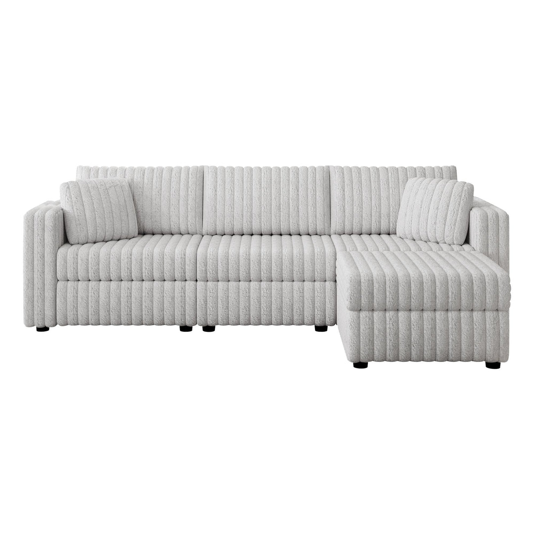 Buy farmhouse furniture Oversize Soft Rabbit Plush 3-Person Farmhouse Couch Sofa with Ottoman with Hydraulic Lift. - Modern Cottage Farmhouse Furniture