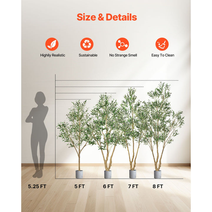 Buy farmhouse furniture 6FT Artificial Olive Tree with Black Pot, Tall Fake Tree with Natural Wood Trunk &amp; Realistic Green Leaves and Fruits, Indoor Faux Plant for Home, Office, Living Room, Corner Decor - Modern Cottage Farmhouse Furniture