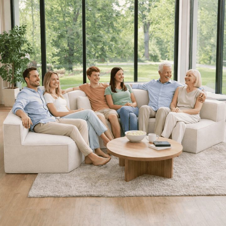 Buy farmhouse furniture Lily • Extra Large Extra Wide Modular Modern Farmhouse Compressed Sofa - Modern Cottage Farmhouse Furniture