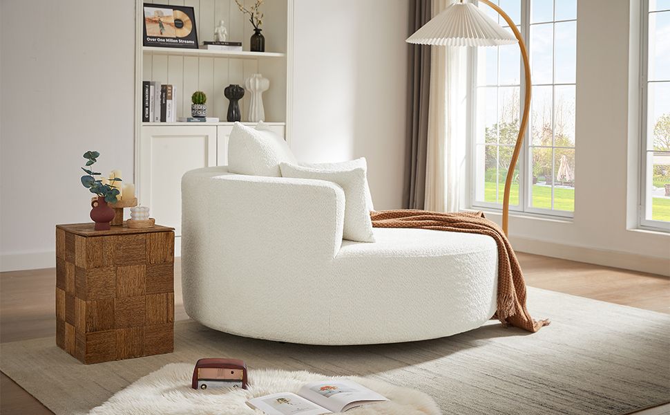 Buy farmhouse furniture Pearl Cottage | Modern White Contemporary Swivel Circle Circular Sofa Accent Chair - Modern Cottage Farmhouse Furniture