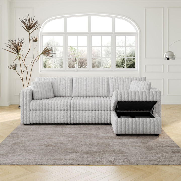 Buy farmhouse furniture Oversize Soft Rabbit Plush 3-Person Farmhouse Couch Sofa with Ottoman with Hydraulic Lift. - Modern Cottage Farmhouse Furniture