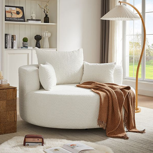 Buy farmhouse furniture Pearl Cottage | Modern White Contemporary Swivel Circle Circular Sofa Accent Chair - Modern Cottage Farmhouse Furniture