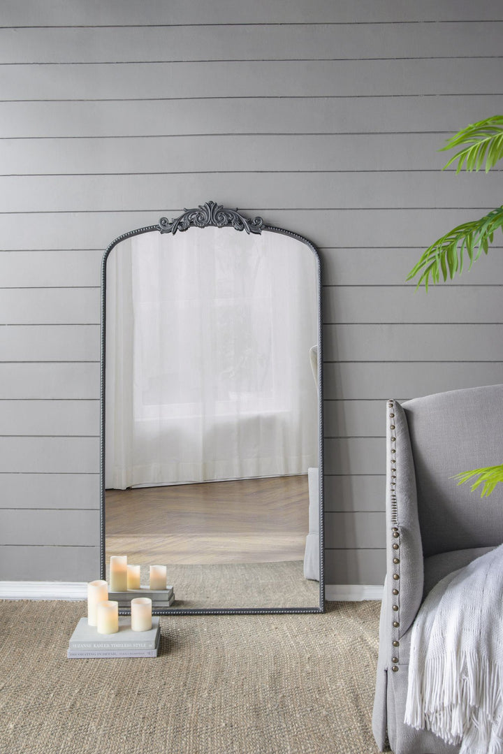 Buy farmhouse furniture Les Saules | Elegant Modern Farmhouse Black Contemporary Large Arched Full Length Mirror - Modern Cottage Farmhouse Furniture