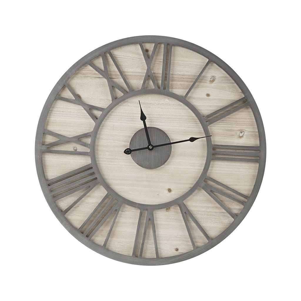 Buy farmhouse furniture 23.6" Large Antic Farmhouse Ash Wood Wall Clock - Modern Cottage Farmhouse Furniture