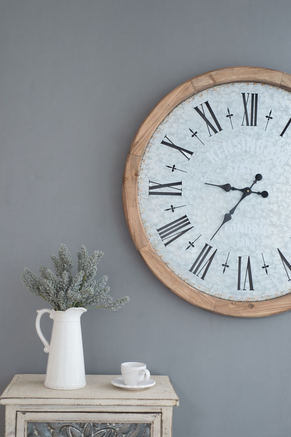 Buy farmhouse furniture 33 inch Farmhouse Grant Oversized Wall Clock with Fir Wood Frame - Modern Cottage Farmhouse Furniture
