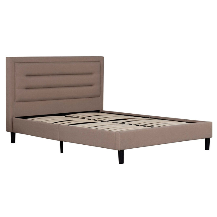 Buy farmhouse furniture Classic Full Size Platform Bed, Modern Bedroom Upholstered Bed Frame, Tufted Headboard, Brown - Modern Cottage Farmhouse Furniture