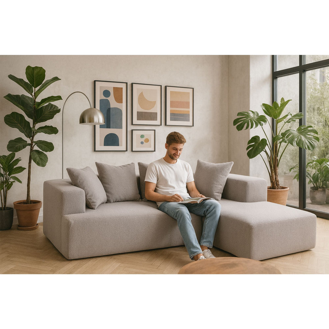 Buy farmhouse furniture Sole Terra | Simple Bouclé Minimalist Apartment Farmhouse Sofa Couch - Modern Cottage Farmhouse Furniture