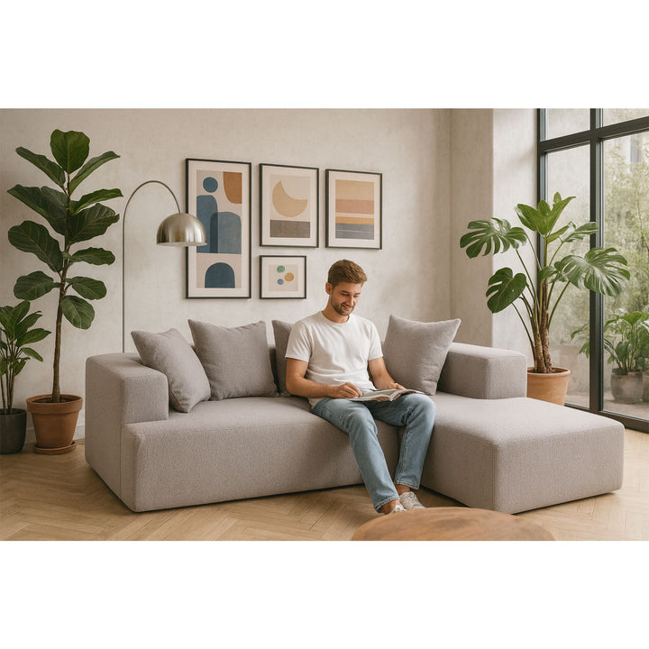 Buy farmhouse furniture Sole Terra | Simple Bouclé Minimalist Apartment Farmhouse Sofa Couch - Modern Cottage Farmhouse Furniture