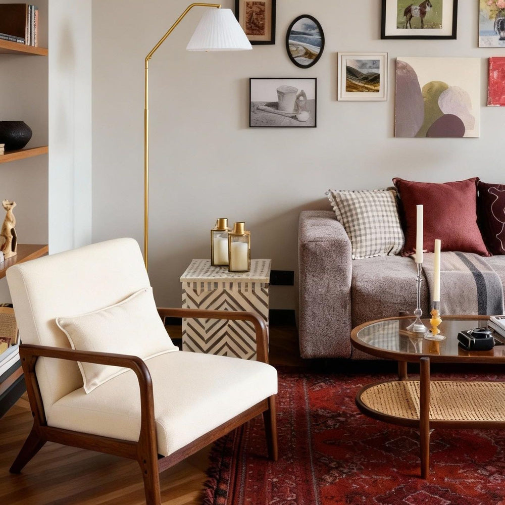 Buy farmhouse furniture Beige White Modern Contemporary Accent Chair - Modern Cottage Farmhouse Furniture