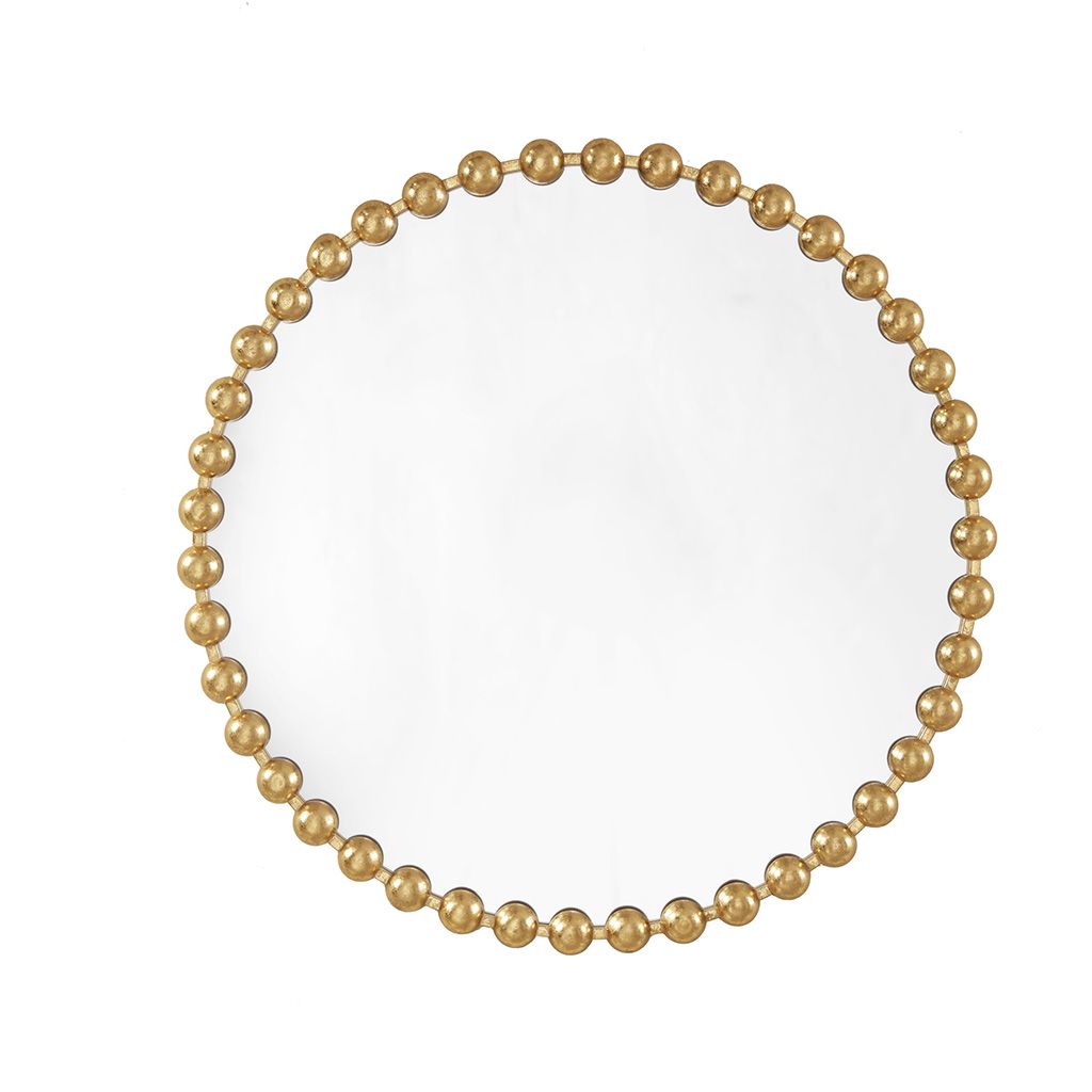 Buy farmhouse furniture Gold Beaded Round Wall Mirror 36"D - Modern Cottage Farmhouse Furniture