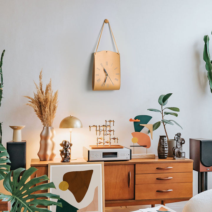Buy farmhouse furniture Leather Wall Clock decorative quartz wall clock for bedroom living room hallway - Modern Cottage Farmhouse Furniture