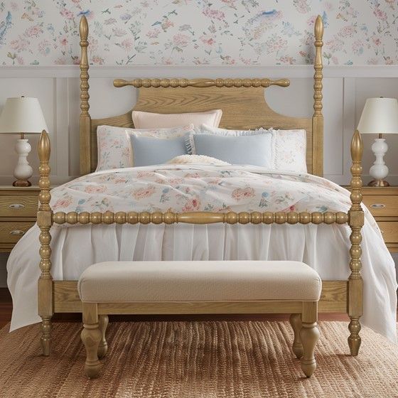 Buy farmhouse furniture The Lily Arce | Tradition Real Wood Farmhouse Queen Bed Frame - Modern Cottage Farmhouse Furniture