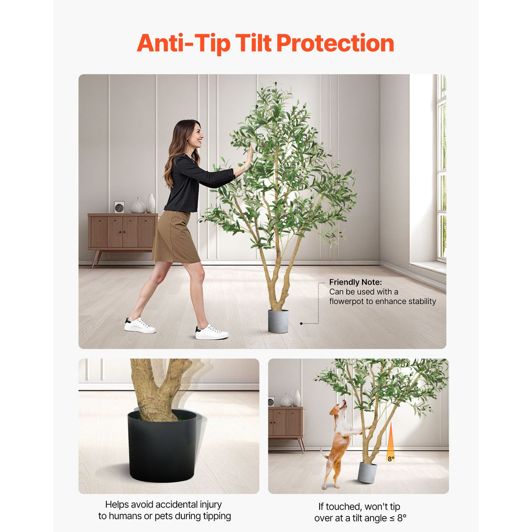 Buy farmhouse furniture 6FT Artificial Olive Tree with Black Pot, Tall Fake Tree with Natural Wood Trunk &amp; Realistic Green Leaves and Fruits, Indoor Faux Plant for Home, Office, Living Room, Corner Decor - Modern Cottage Farmhouse Furniture