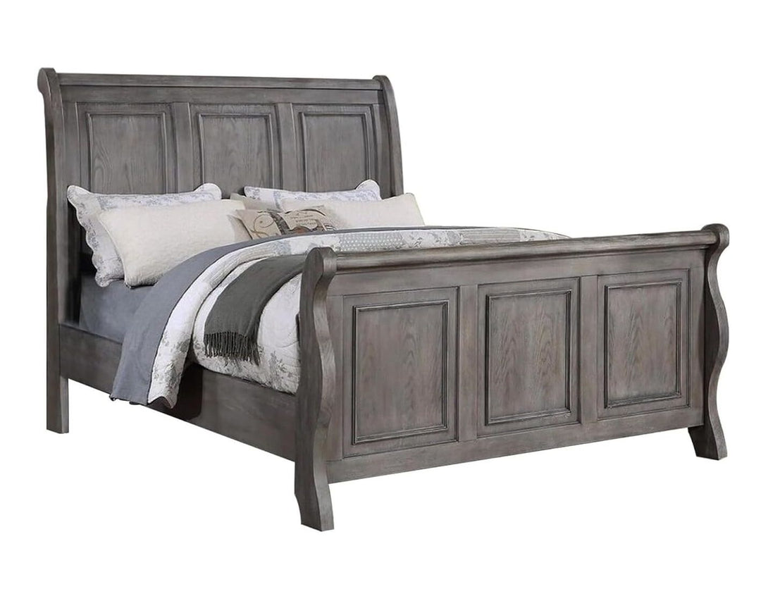 Buy farmhouse furniture Weathered Oak Farm | Grey Oak California King Size Farmhouse Bed - Modern Cottage Farmhouse Furniture