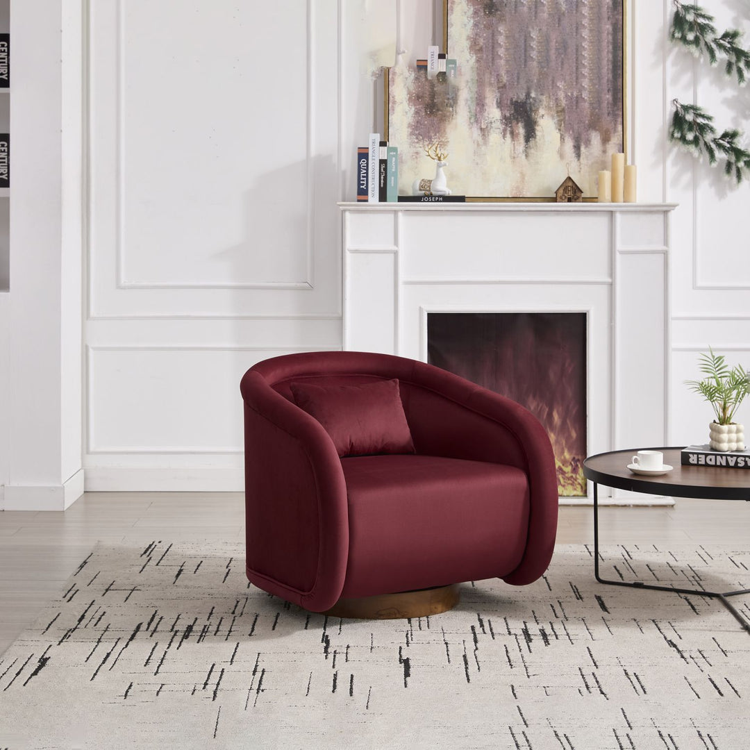 Buy farmhouse furniture Velvet Hearth | Velvet Red Contemporary Accent Chair - Modern Cottage Farmhouse Furniture