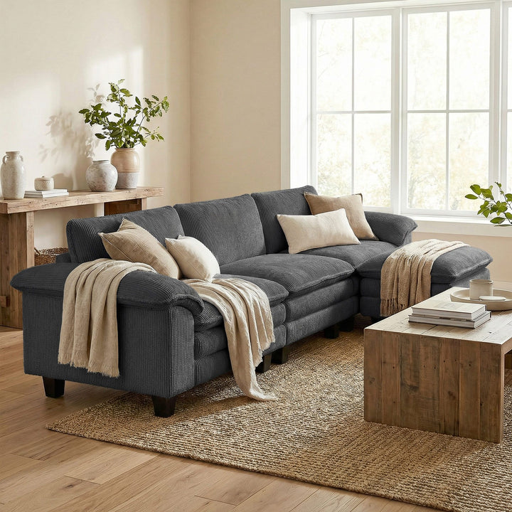 Buy farmhouse furniture Modern Farmhouse Dark Gray L Shaped Couch - Modern Cottage Farmhouse Furniture