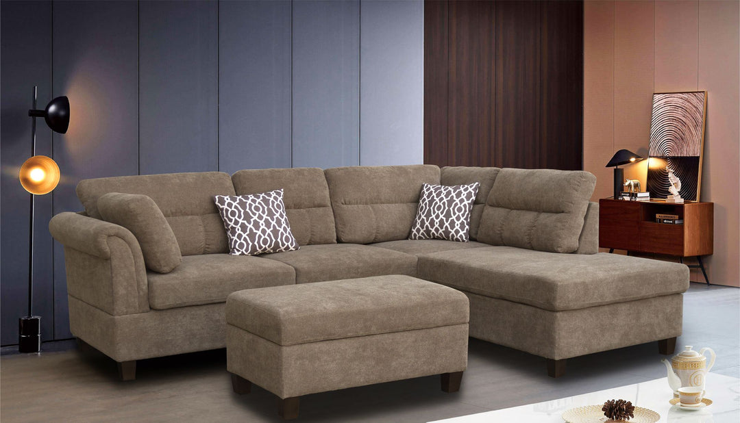 Buy farmhouse furniture 103.5" Brown Farmhouse Couch Sectional Sofa - Modern Cottage Farmhouse Furniture
