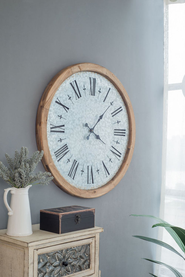 Buy farmhouse furniture 33 inch Farmhouse Grant Oversized Wall Clock with Fir Wood Frame - Modern Cottage Farmhouse Furniture