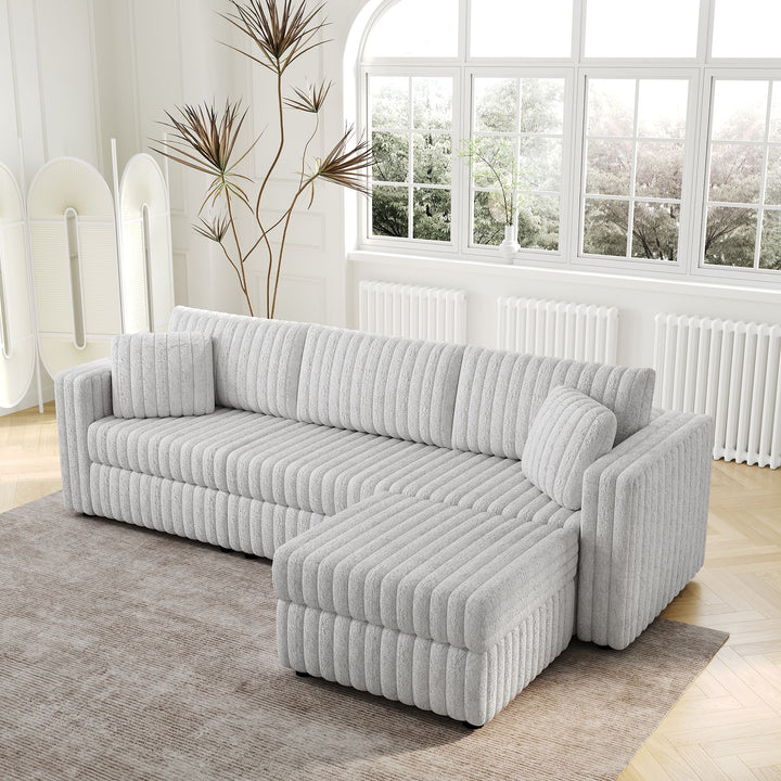 Buy farmhouse furniture Oversize Soft Rabbit Plush 3-Person Farmhouse Couch Sofa with Ottoman with Hydraulic Lift. - Modern Cottage Farmhouse Furniture