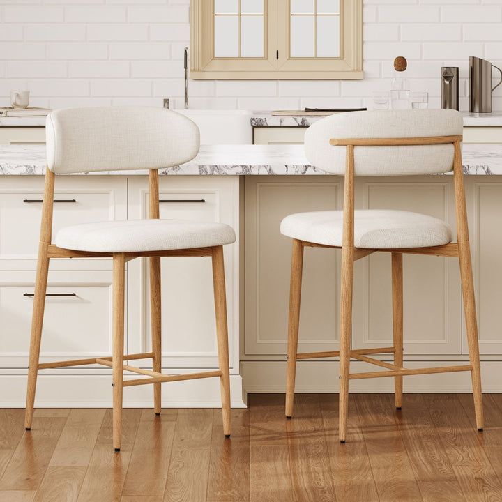 Buy farmhouse furniture Beige Modern Cottage Farmhouse Counter Bar Stools Set of 2 - Modern Cottage Farmhouse Furniture