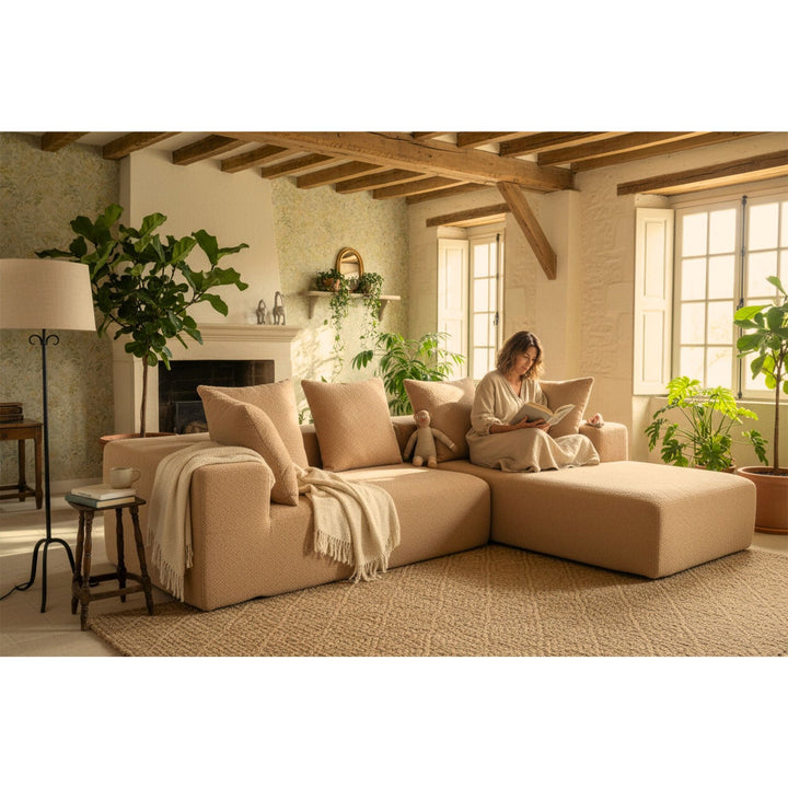 Buy farmhouse furniture Sole Terra | Simple Bouclé Minimalist Apartment Farmhouse Sofa Couch - Modern Cottage Farmhouse Furniture