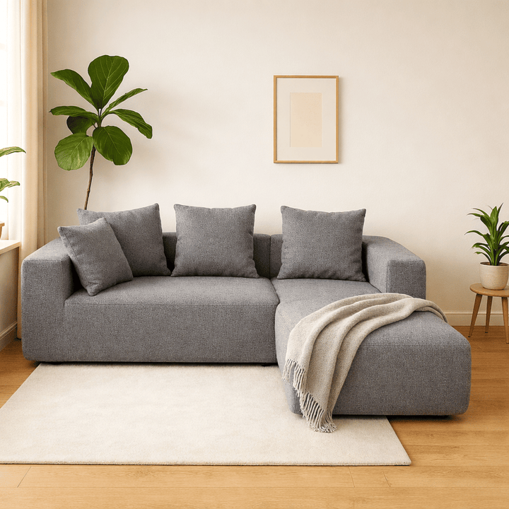 Buy farmhouse furniture Sole Terra | Simple Bouclé Minimalist Apartment Farmhouse Sofa Couch - Modern Cottage Farmhouse Furniture