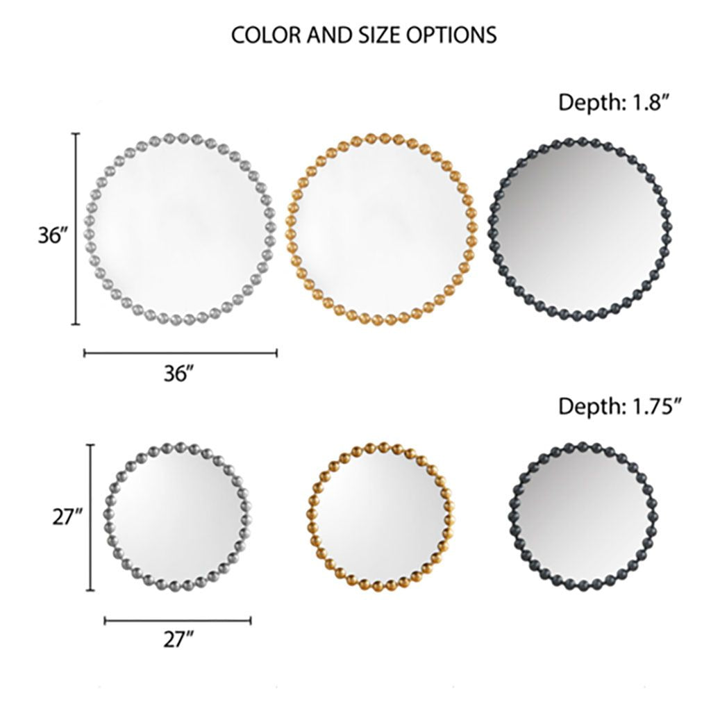 Buy farmhouse furniture Gold Beaded Round Wall Mirror 36"D - Modern Cottage Farmhouse Furniture