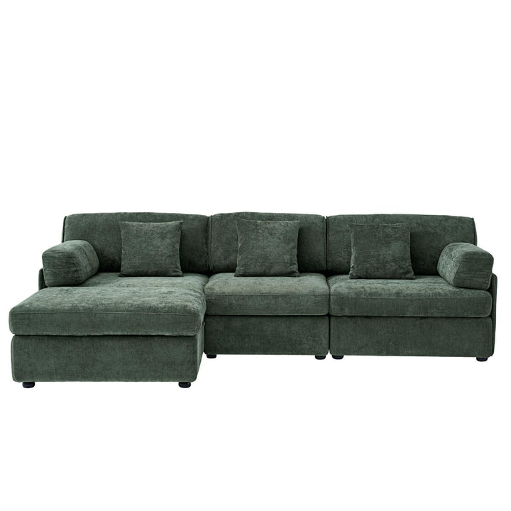 Buy farmhouse furniture Olea Farm | Oversized Green L-Shape 4 Seater Modular Farmhouse Sofa Couch - Modern Cottage Farmhouse Furniture