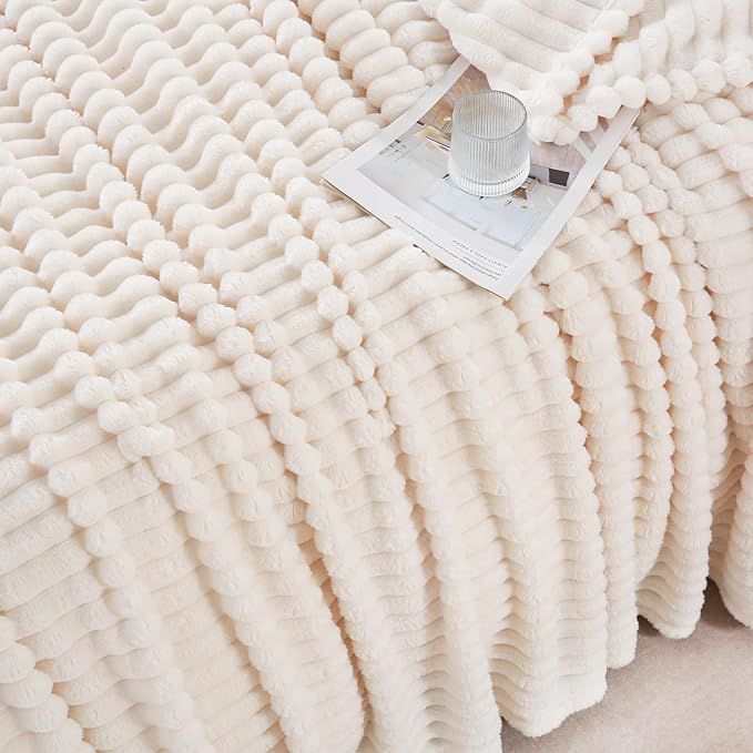 Buy farmhouse furniture The Willow Creek Cream Farmhouse Cottage Throw Blanket for 50x60 inches - Modern Cottage Farmhouse Furniture