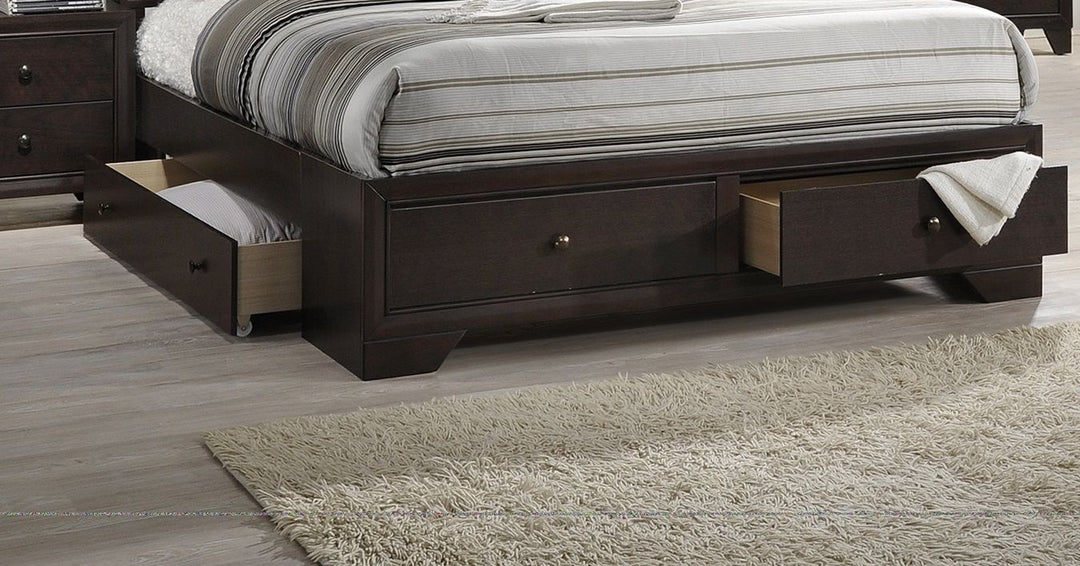 Buy farmhouse furniture Modern bedroom Storage Eastern King Size Bed Drawers Storage Headboard Footboard 1pc Bed Only. - Modern Cottage Farmhouse Furniture
