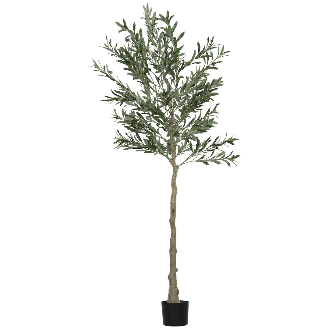 Buy farmhouse furniture 6ft Artificial Olive Tree in Pot with Silk Leaves, Fruits, Faux Tree, Indoor Fake Plant for Home - Modern Cottage Farmhouse Furniture
